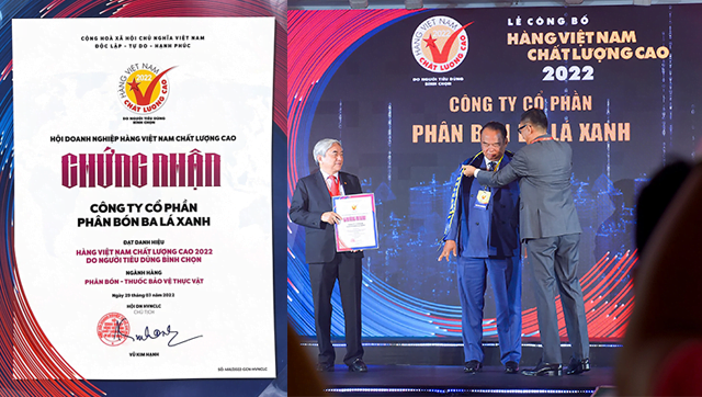 Phân Bón Ba Lá Xanh nhận giải thưởng